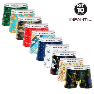 KIT C/ 10 CUECAS BOXERS INFANTIL em Oferta na Shopee