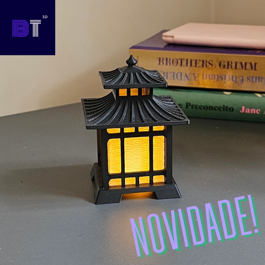 Imagem Luminária Japonesa Pagoda Oriental LED - Abajur de Mesa Decorativo Zen