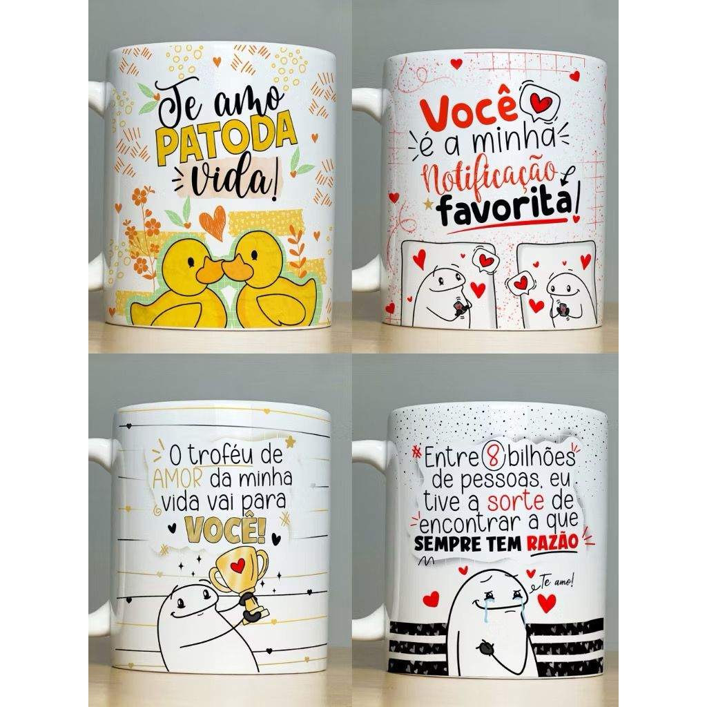 Caneca Personalizada Dia dos Namorados - Xícara de Porcelana Grande - Flork Meme - Presente Para Namorada - Cerâmica
