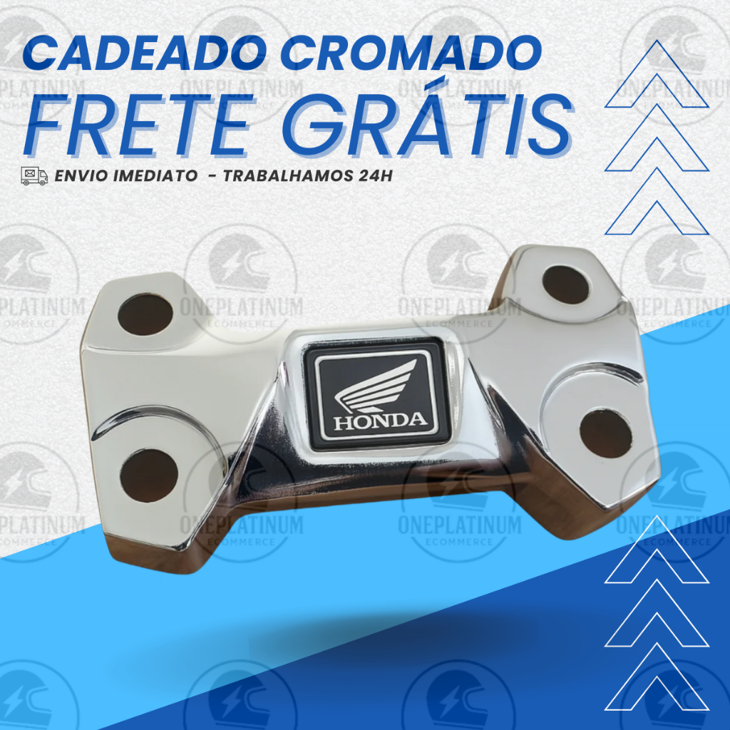 Cadeado Mesa do Guidao - Titan Fan Start Cg150/160 Cromado Brilhoso e Polido + Adesivo Honda