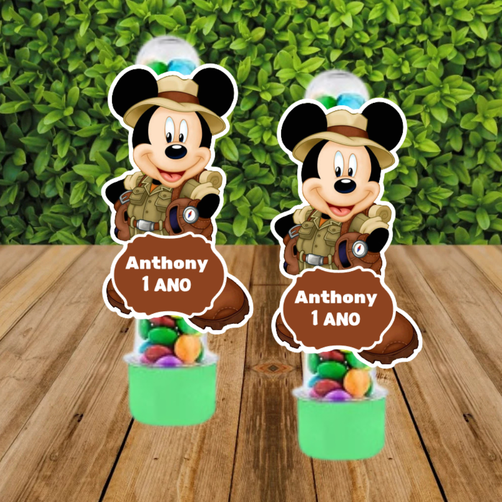 Apliques para tubetes personalizado Mickey Safari  - Aniversário- TAG - Lembrancinhas
