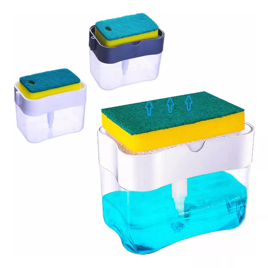 Dispenser Mágico Detergente Dosador Cozinha Pia Organizador + Esponja Limpeza Louça