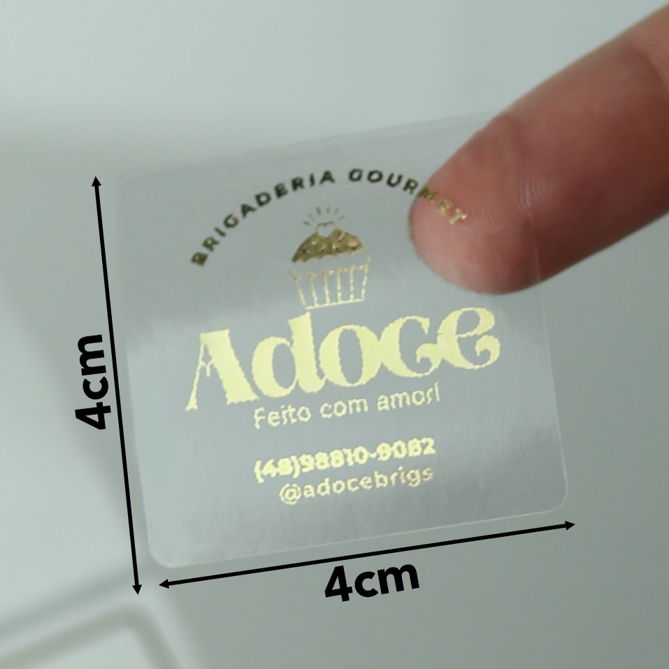 Adesivo Dourado Resistente 4x4 Quadrado Hotstamping Etiqueta Dourada com Marca Adesivo Personalizado