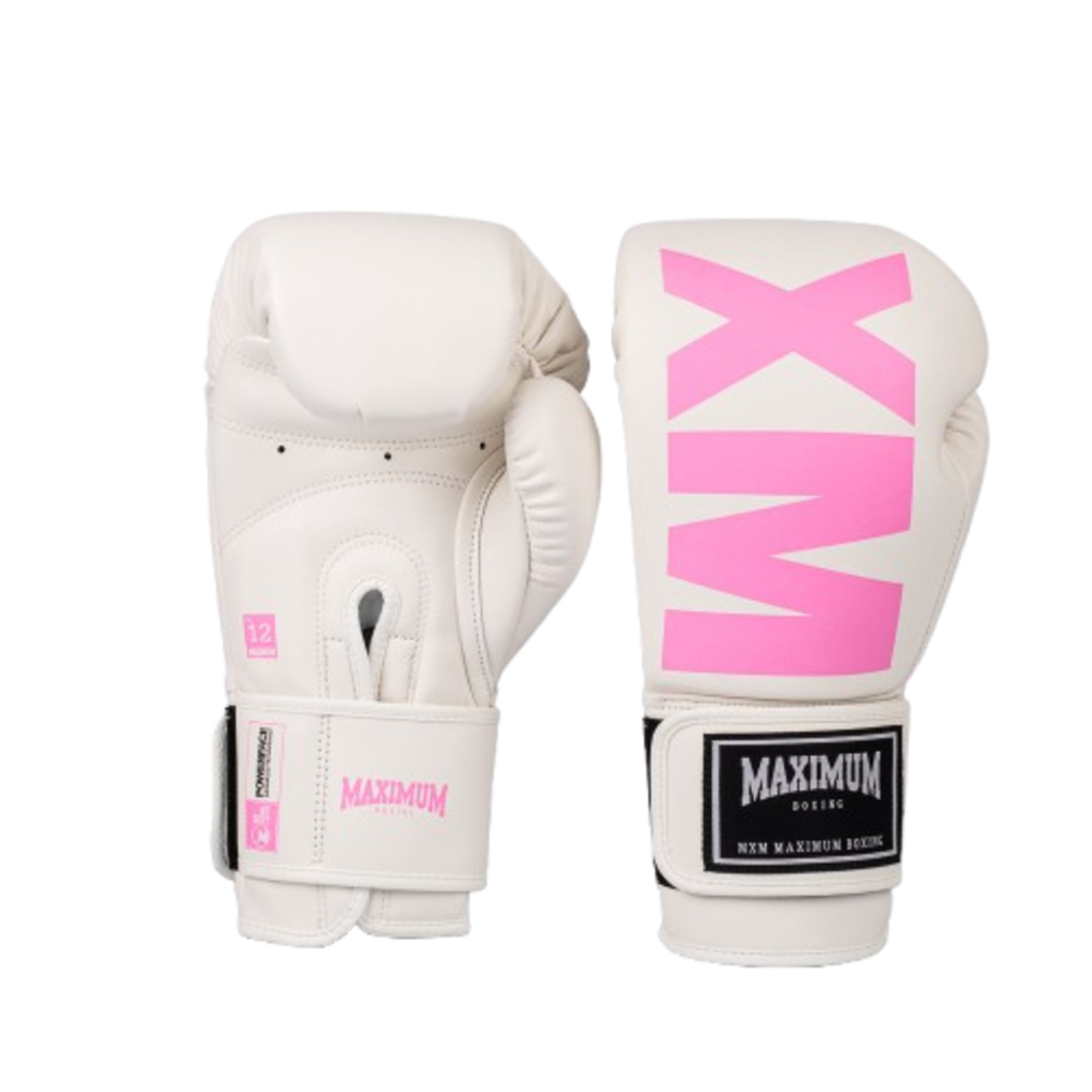 Luva Linha MXM Iniciante para Muay Thai e Boxe Cor White/Pink - Marca Maximum