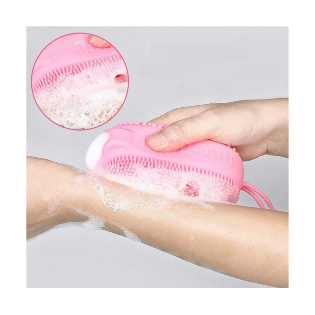 Esponja Colorida Com Alça Para Banho Efeito Espuma Para Crianças Escova de Silicone