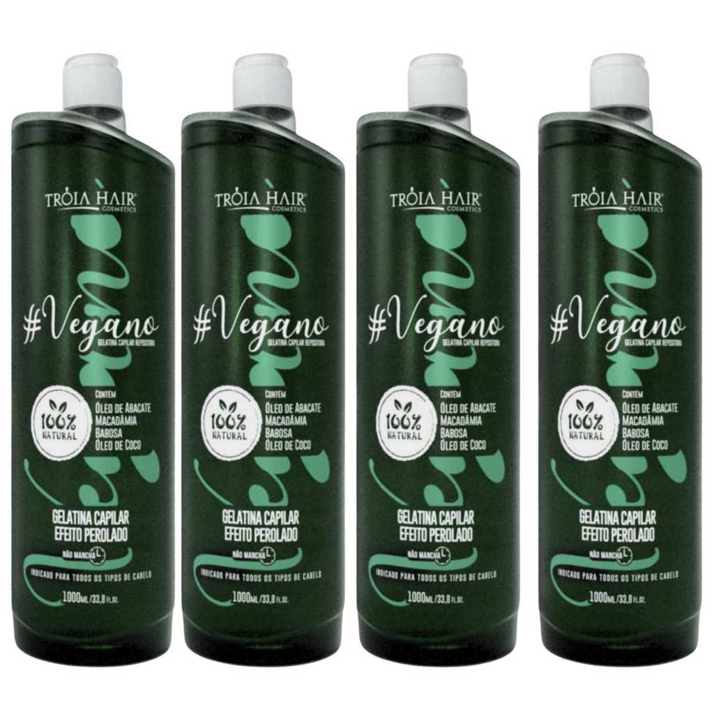 4 Ativo Vegano Gelatina Capilar Repositora - Troia Hair 1l Escova Progressiva