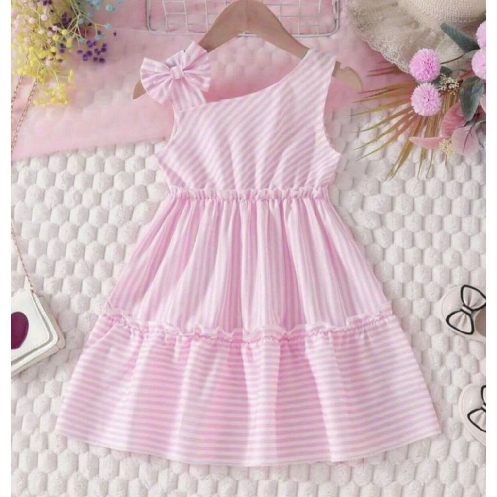 vestidos  listrado femininos infantil moda bloguerinha em Oferta na Shopee