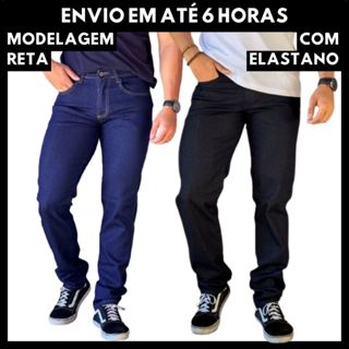 Calça Jeans Masculina Reta Elastano Básica Tecido Premium Tradicional Casual em Oferta na Shopee
