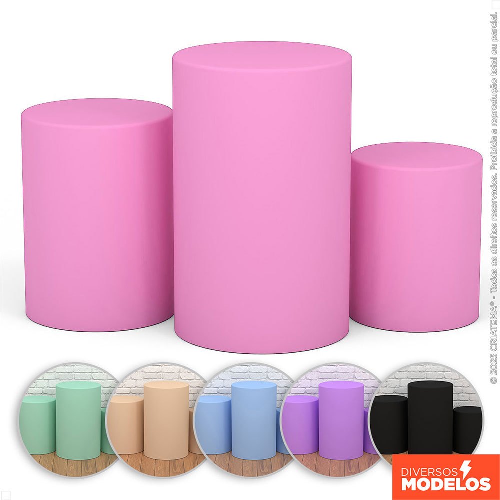 Kit Capa Trio de Cilindro Decoração Festa Cores Lisas Veste Fácil Em Tecido Sublimado - Várias Cores em Oferta na Shopee