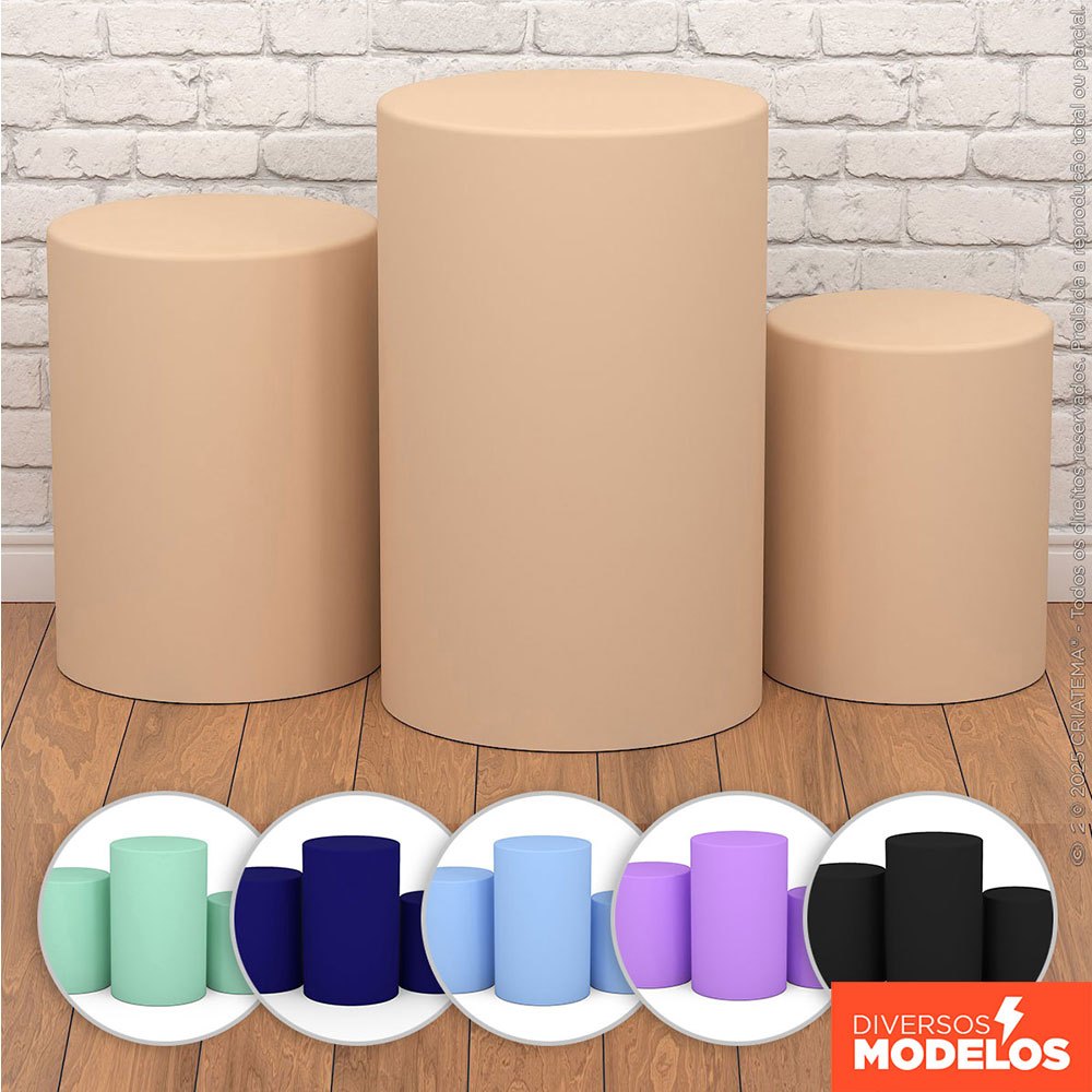 Trio de Capa Cilindro Festa Cor Lisa Sublimado Decoração Veste Fácil C/Elástico em Oferta na Shopee