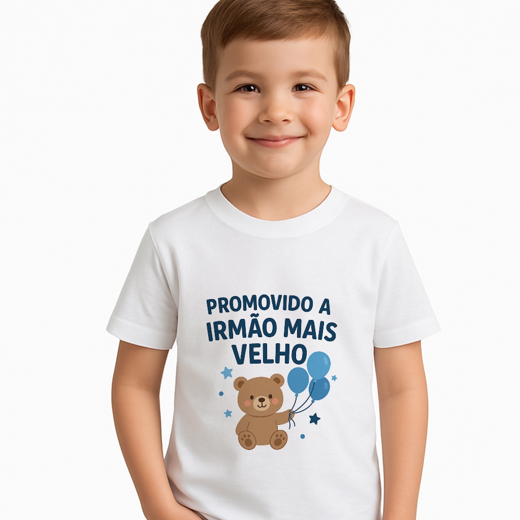 Camiseta Infantil Personalizada Promovido A Irmão Mais Velho M0853 em Oferta na Shopee