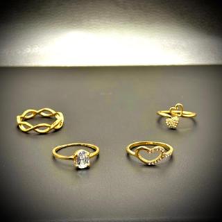 Conjunto 4 Anéis Femininos com Zircônia Cravejada – Elegantes, Modernos e Leves para Presente em Oferta na Shopee