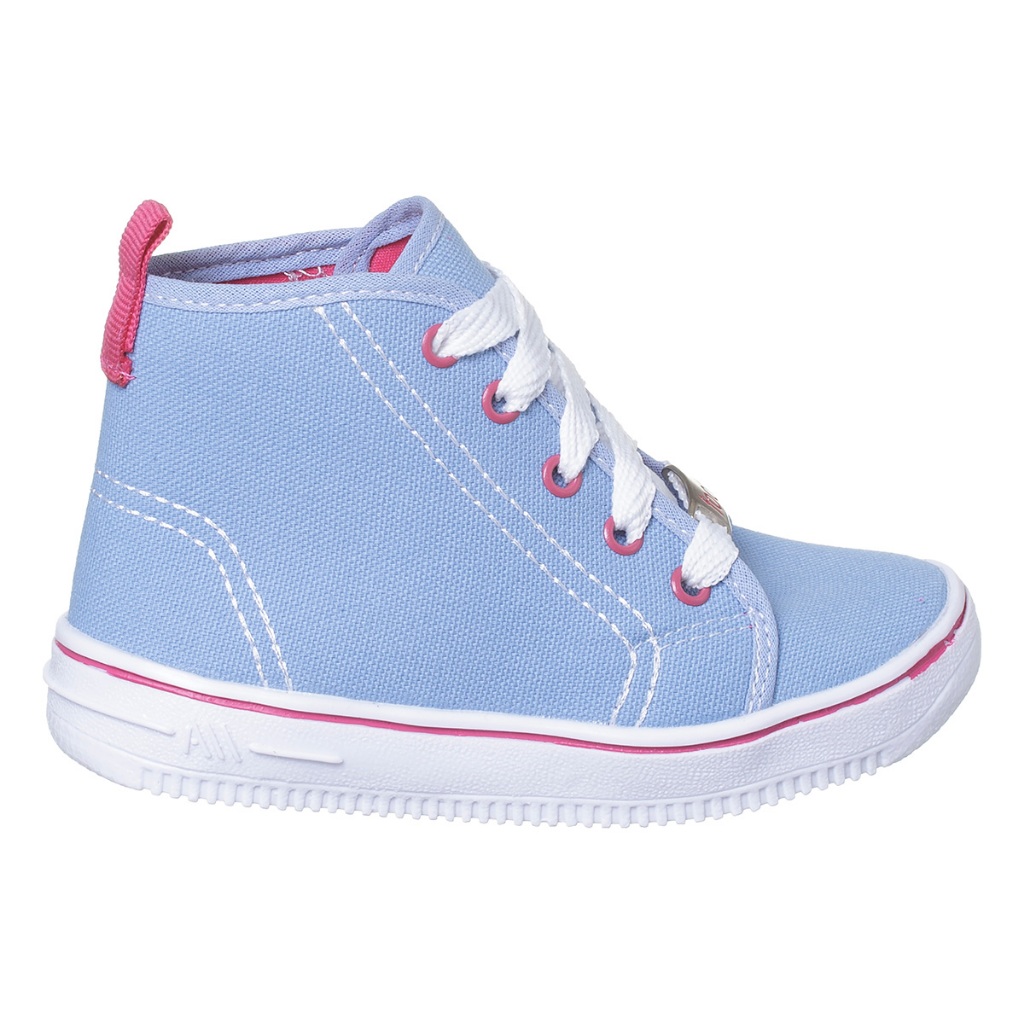 Tênis Infantil Menina e Menino Old Cano Alto Botinha Clássico Lona Azul Tradicional