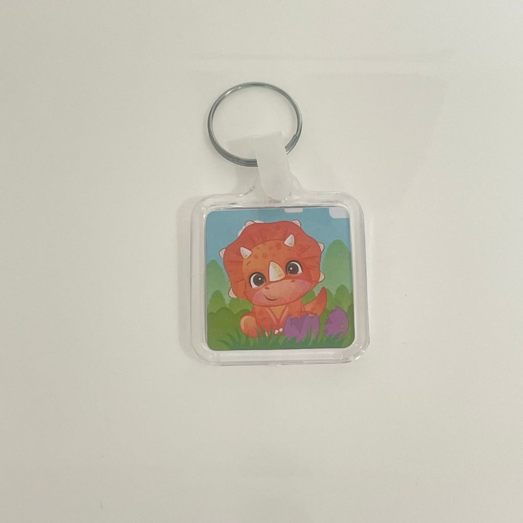 Chaveiros 3x3 Dino Baby - Lembrancinhas Personalizadas - Papelaria Personalizada - Aniversário