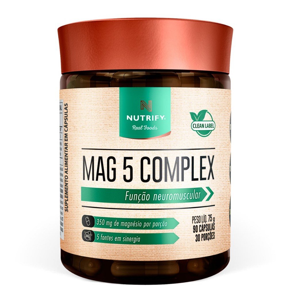 Nutrify Complexo Mag 5 - Fontes de Magnésio Equilíbrio e Bem-Estar - 90 Cápsulas em Oferta na Shopee