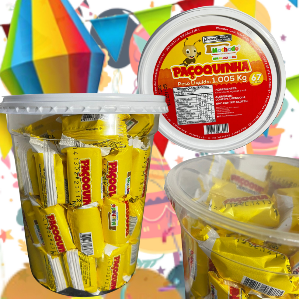Paçoca Rolha C/67 Unidades 1,005kg Doces Machado em Oferta na Shopee