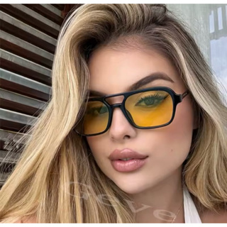 Óculos de Sol Feminino Masculino Vintage Quadrado Lentes Coloridas Hastes em Metal com Proteção UVA400 em Oferta na Shopee
