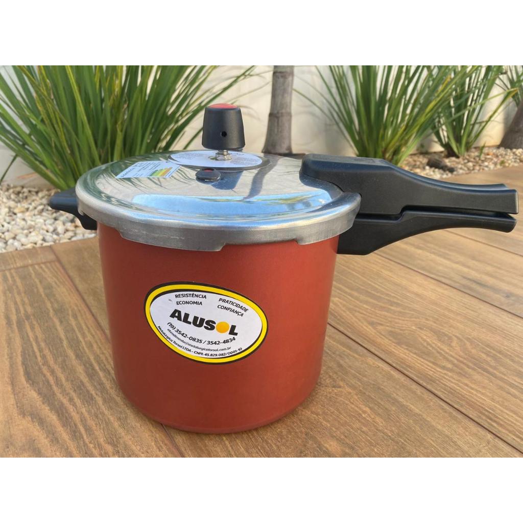 PANELA DE PRESSÃO 7,0 LITROS - FECHAMENTO EXTERNO - TEFLON CEREJA