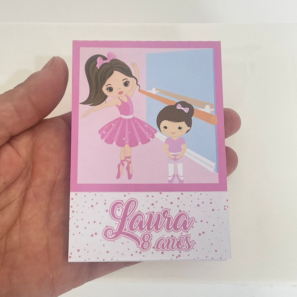 Bloquinho de notas Bailarina - Lembrancinhas Personalizadas - Papelaria Personalizada - Aniversário - Festa