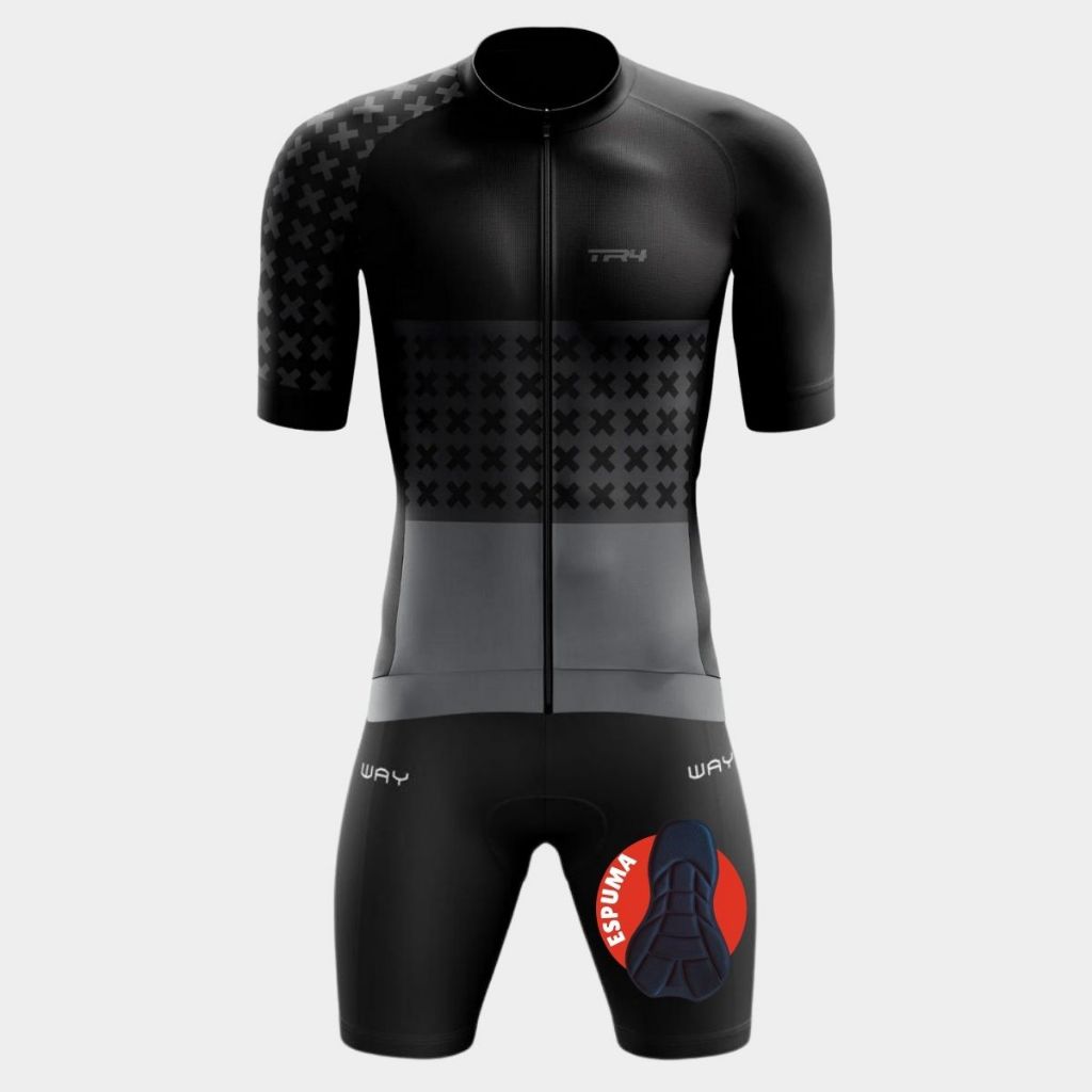 Conjunto Ciclismo Masculino Kit Camisa Manga Curta Premium Short Bermuda Forro Espuma Bike MTB