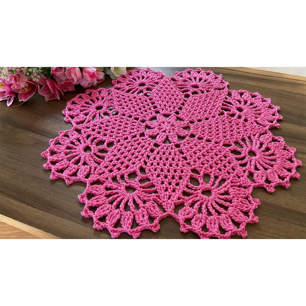 Toalha Centro de Mesa em Crochê Crochet Decoração Cozinha Sousplat Sala Supla Suplat Moda Casa