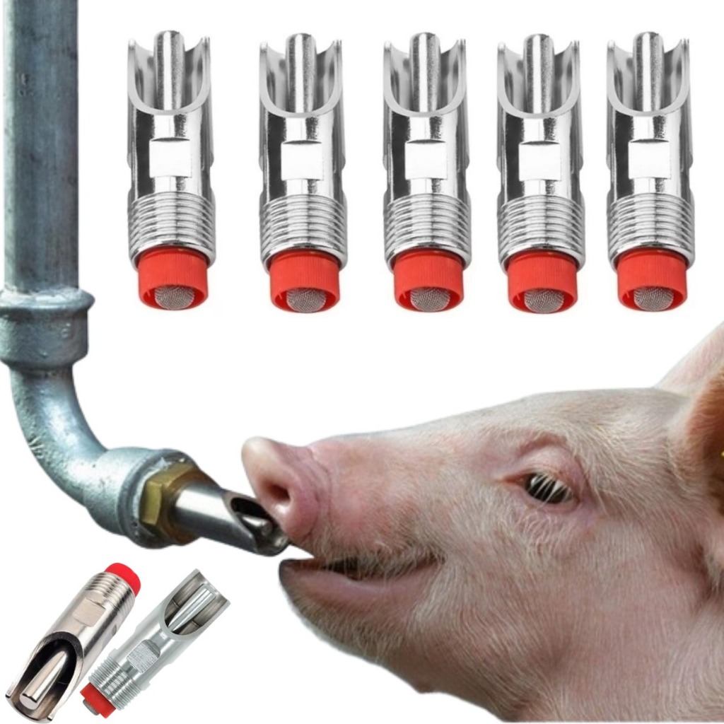 Kit 5 Bebedouro de Porco Automático Chupeta Suíno Bico Aço Inox em Oferta na Shopee