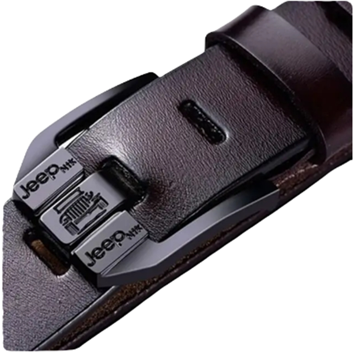 Cinto Masculino 100% Couro Jeep - Marrom fivela Preta Desenho Do Tecido Liso Tamanho 125