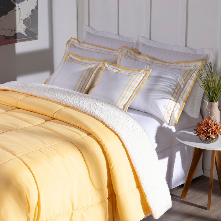 Kit Jogo de Cama Inverno Luxo Coberdrom E Fronha Moderno Estampado Aveludado 600 Fios Importado