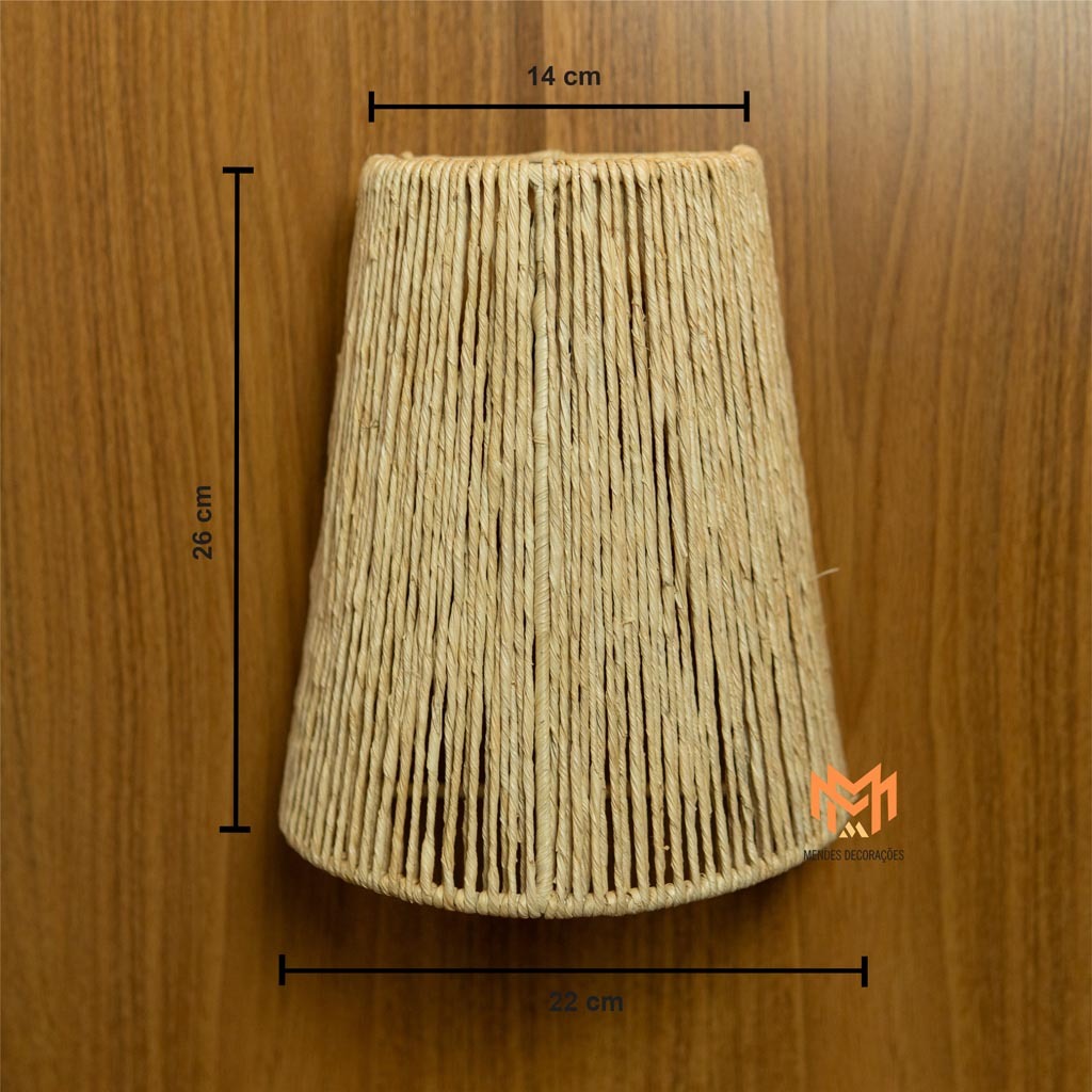 Arandela Interna Parede Luminária Palha de milho Cone 26 cm