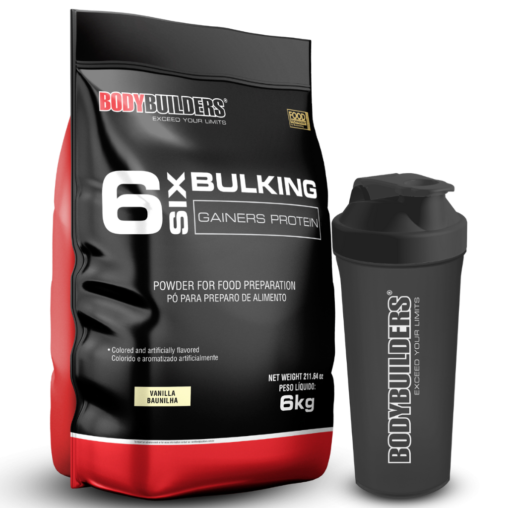 Kit 6 Six Bulking 6kg + Coqueteleira - Ganho de Massa e Peso - Bodybuilders em Oferta na Shopee
