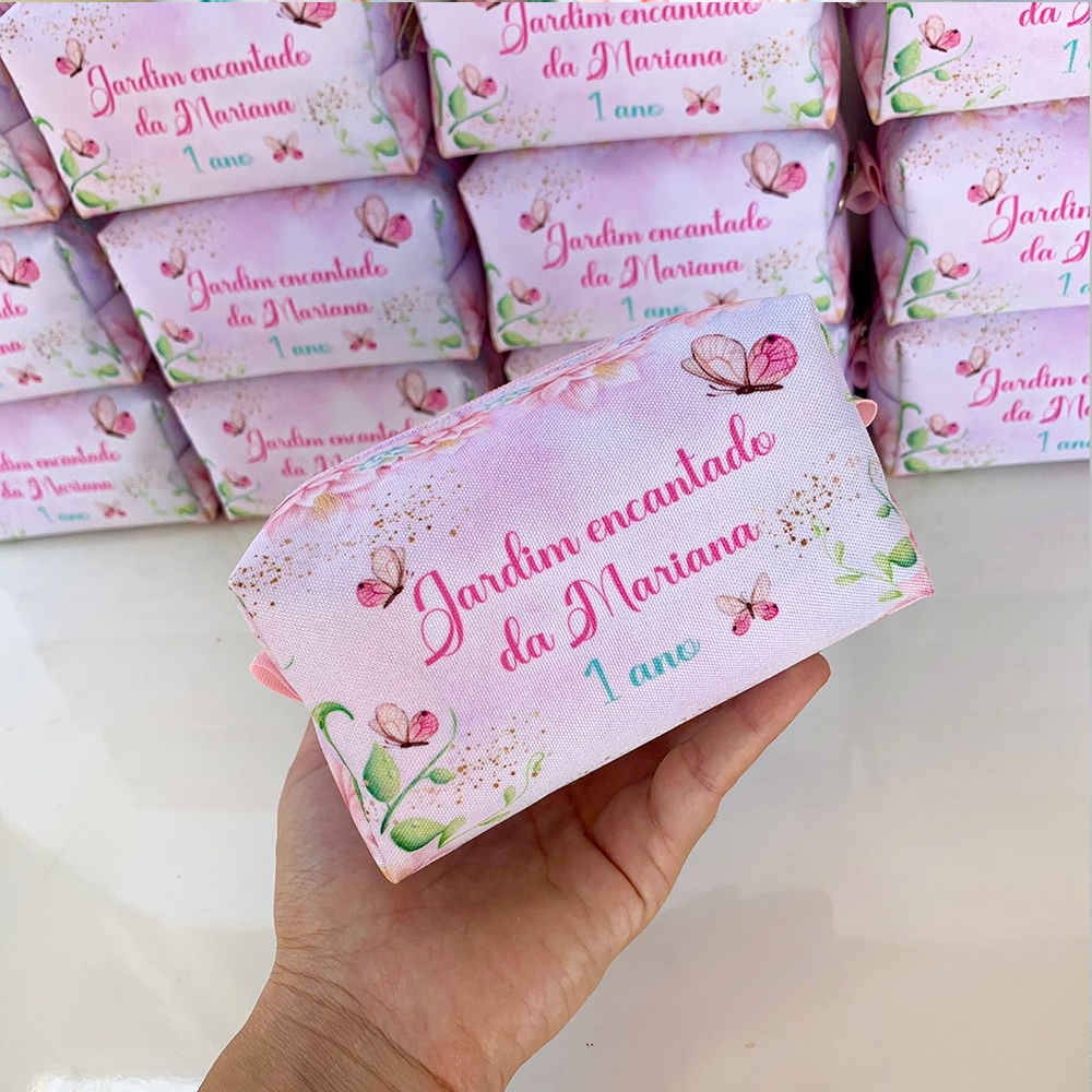 Kit Bolsinhas Necessaire Personalizada lembrancinhas aniversário Box P Jardim Encantado Borboleta