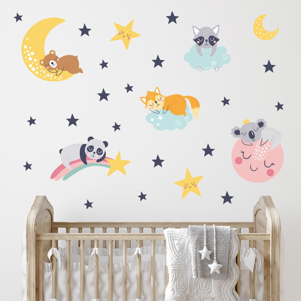 Adesivo de Parede Infantil Animais Hora da Soneca Quarto Menina Menino Decoração Bebê - 337adn em Oferta na Shopee