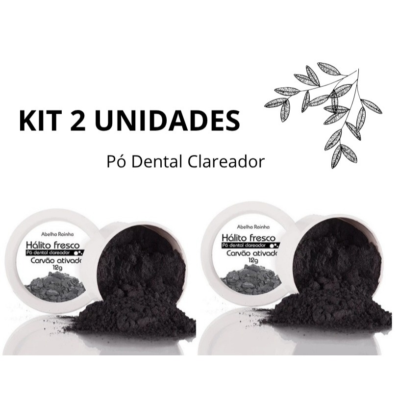 kit 2 Pó Clareador Dental Carvão Ativado Abelha Rainha 15gcada