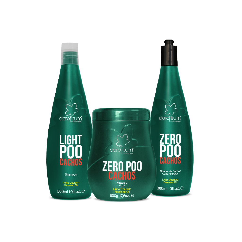 Kit Zero Poo Máscara 500 g Shampoo 300g Ativador de Cachos 300 ml  Cabelos Cacheados