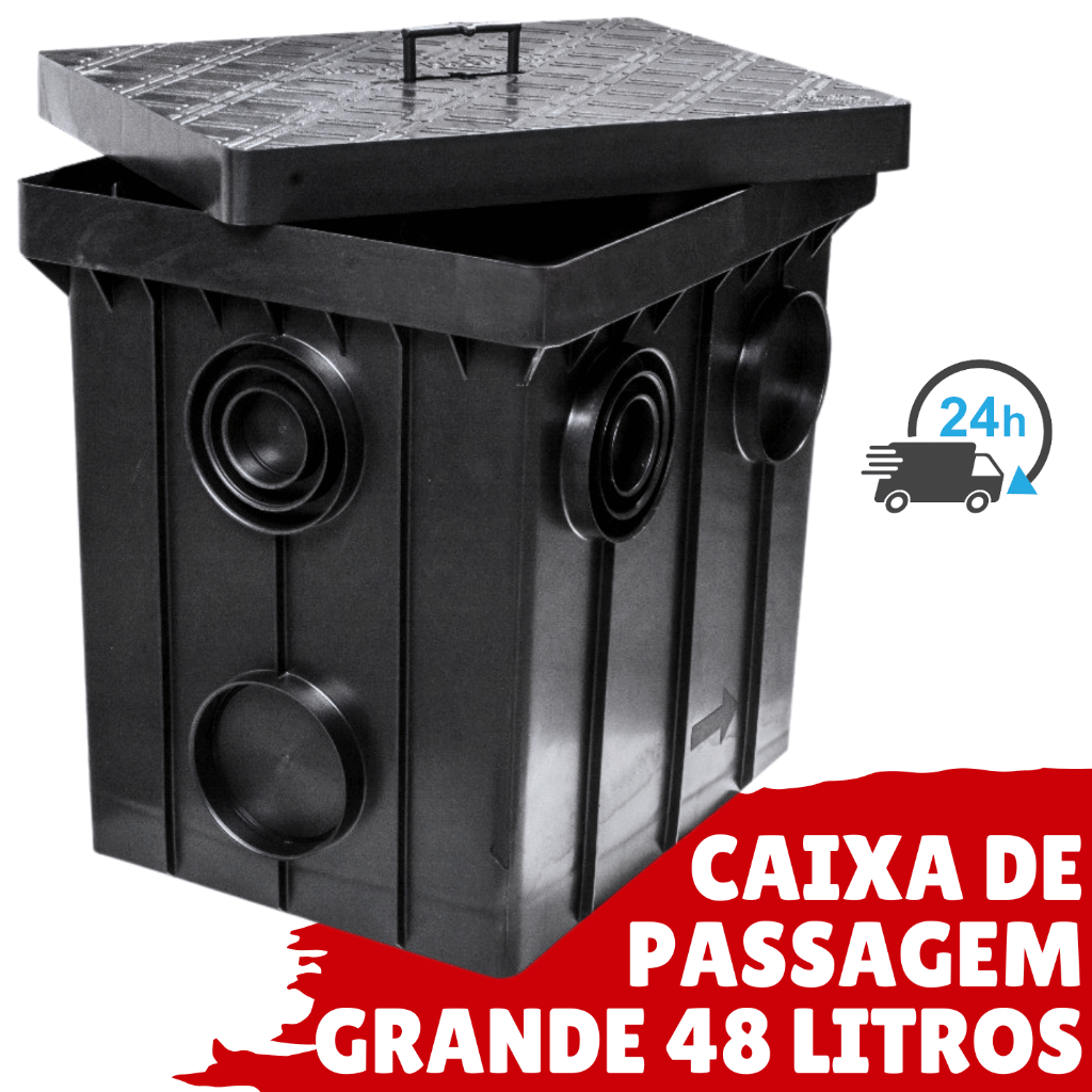 Caixa De Passagem 48 Litros Grande Para Esgoto Caixa Elétrica Drenagem Inspeção Caixa Areia