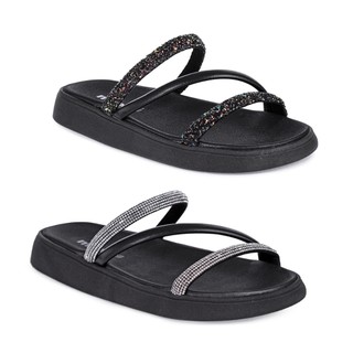 Sandália Moleca Tira Tripla Feminino Brilho Elegante Confortável Macia Leve Casual Moda B…