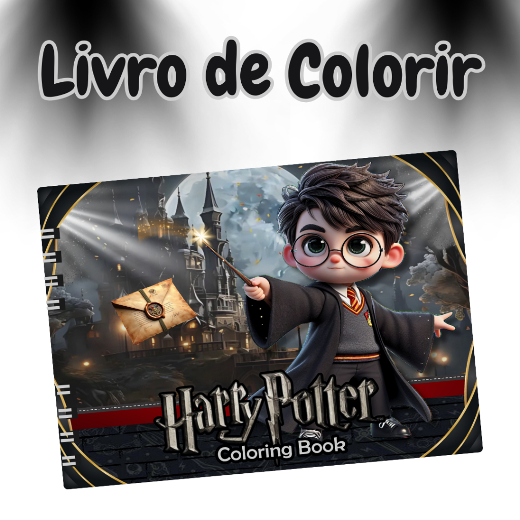 Livro de Colorir Harry Poter 50 Desenhos Capa DURA Folha Grossa 180g em Oferta na Shopee