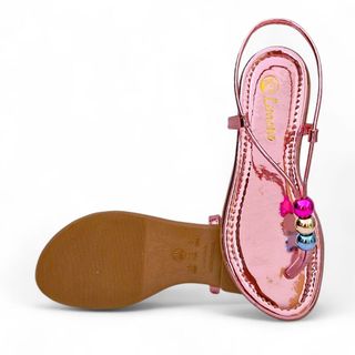 Sandália Juvenil Infantil  Rasteira Regulagem De Bolinhas Bico Quadrado Moda Feminina Loja de Fábrica