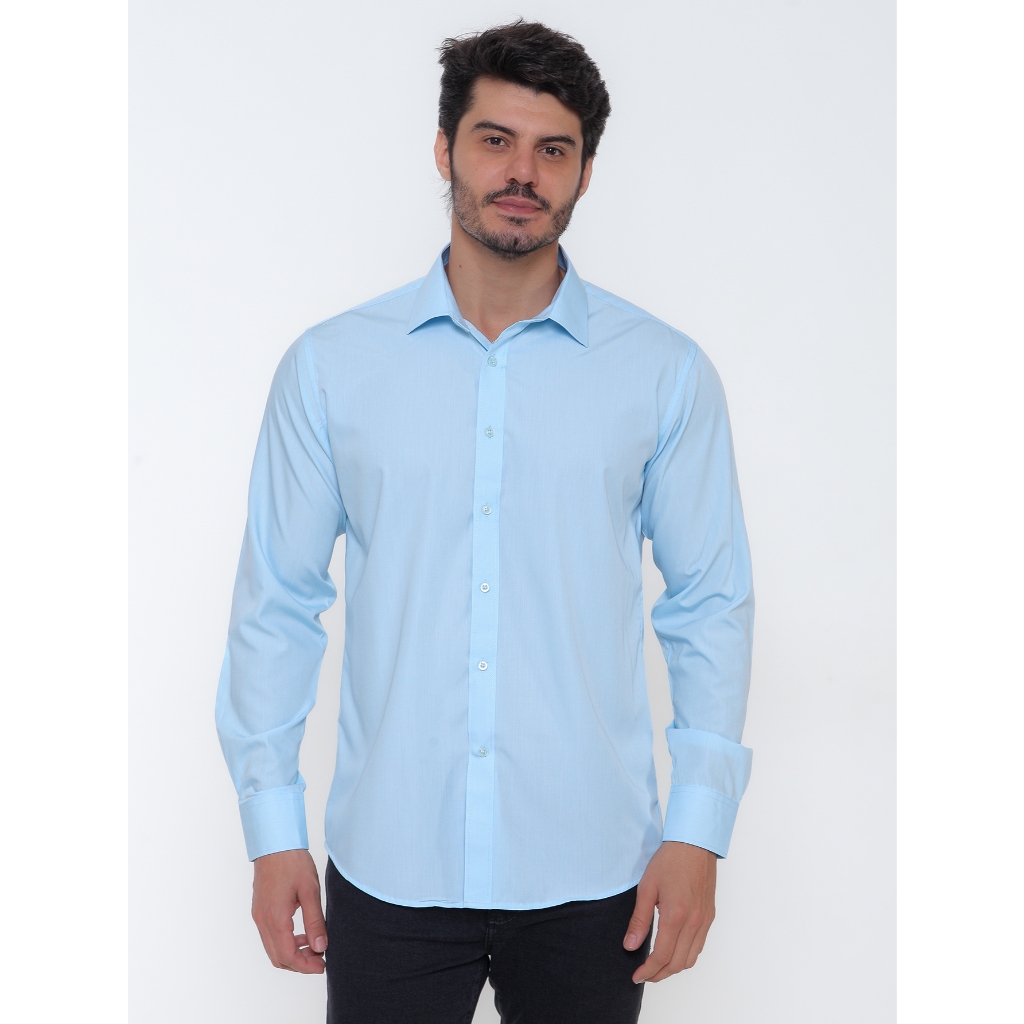 Camisa Social Masculina Manga Longa Listrada Tecido Algodão Poliesterde Nao Massa Passa Fácil em Oferta na Shopee