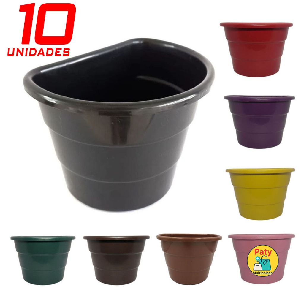 Kit 5 a 10 Vasos para plantas arandela parede meia lua flores jardim vertical 3,3L em Oferta na Shopee