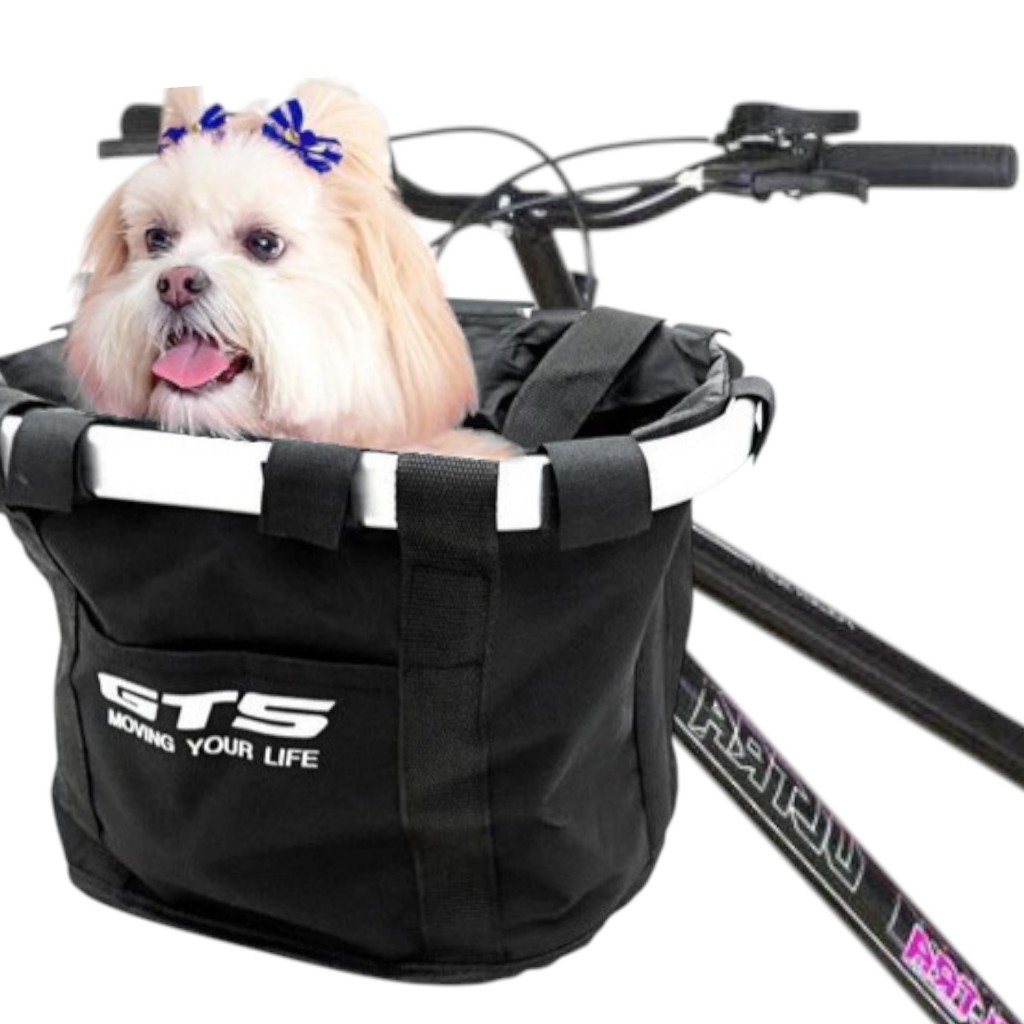 Cesta gts dianteira passear pet + engate rápido removível com alça cadeirinha cachorro gato bike em Oferta na Shopee