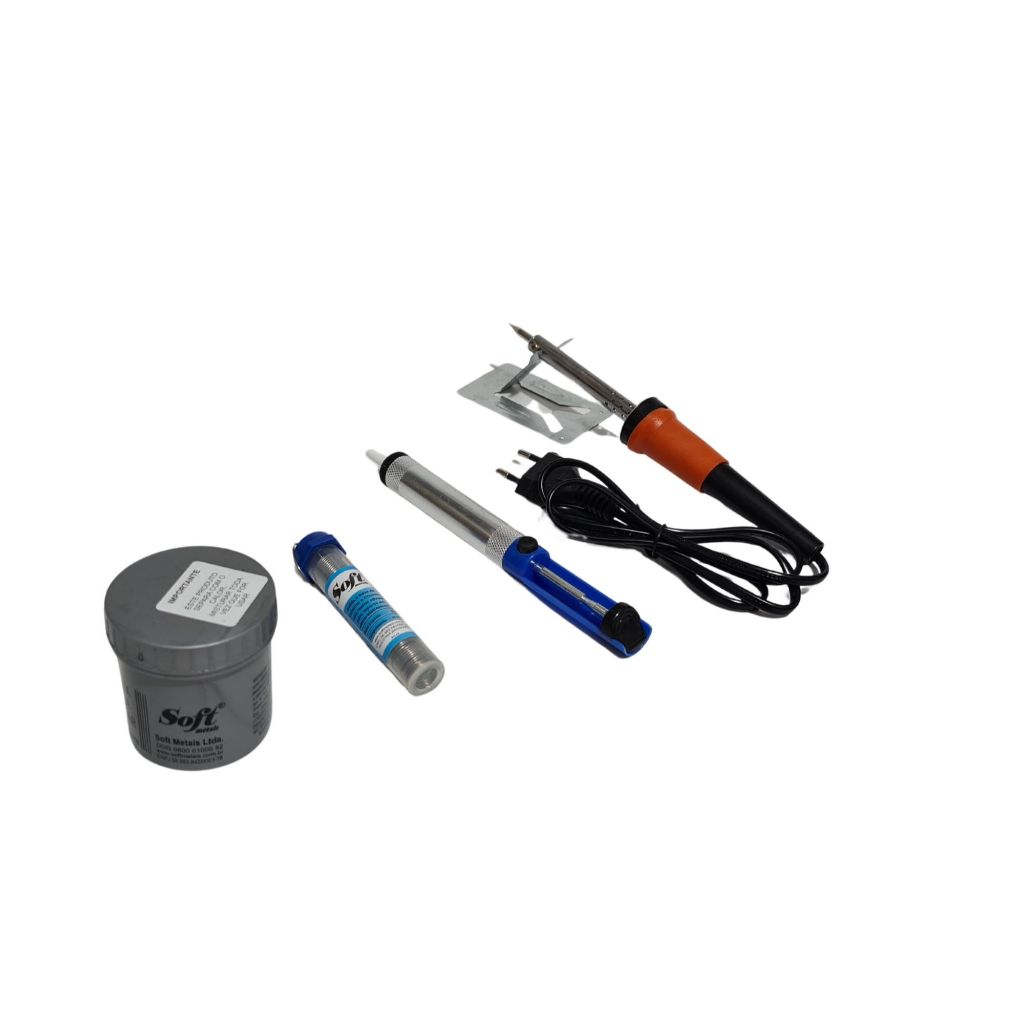 Kit ferro De Solda 60w 220v + Pasta De Solda + Estanho + Sugador de Solda