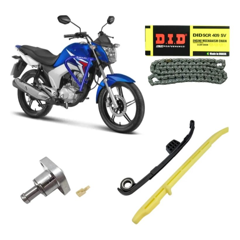 Kit Corrente Comando Honda CG Titan 150 + Guia + Tensor + Acionador em Oferta na Shopee