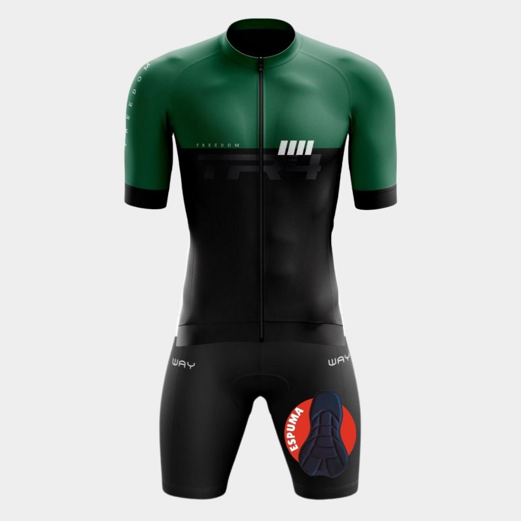 Conjunto Kit Ciclismo Masculino Camiseta Premium Total Zíper Short Bermuda Short Roupa  Bike Pedalar