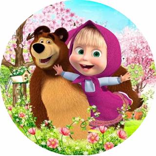 Capa de Painel Redondo Masha e o Urso em Tecido Sublimado 1,50 x 1,50 em Oferta na Shopee