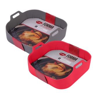 Forma de Silicone Quadrada Antiaderente Air Fryer Forno Assadeira Fritadeira Elétrica Vermelha Cinza Clink 230°C em Oferta na Shopee