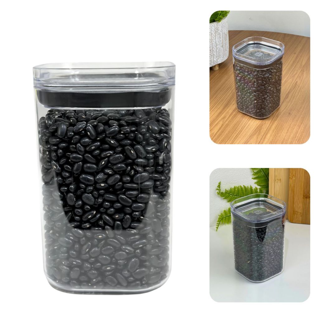 Pote Hermético De Acrílico Transparente 1 Litro Porta Mantimentos Organizador Empilhavél Uz BPA FREE