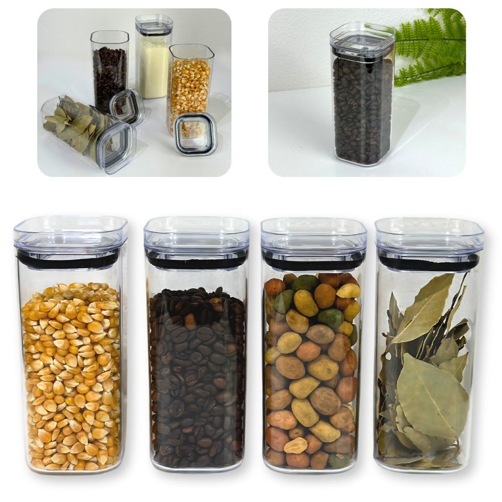 Kit 4 Potes Hermético Organizador Acrílico Transparente 350ml Porta Condimento Mantimento Uz