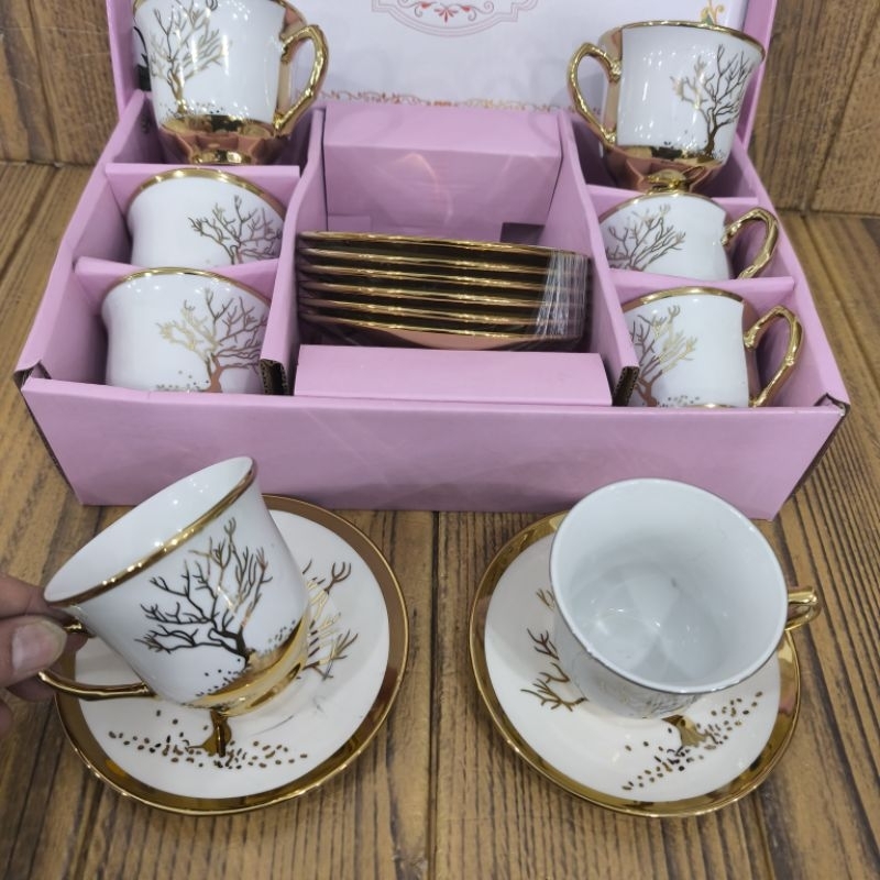 Kit Xícaras 160ml de Chá e café com 12 peças de Cerâmica Top em Oferta na Shopee