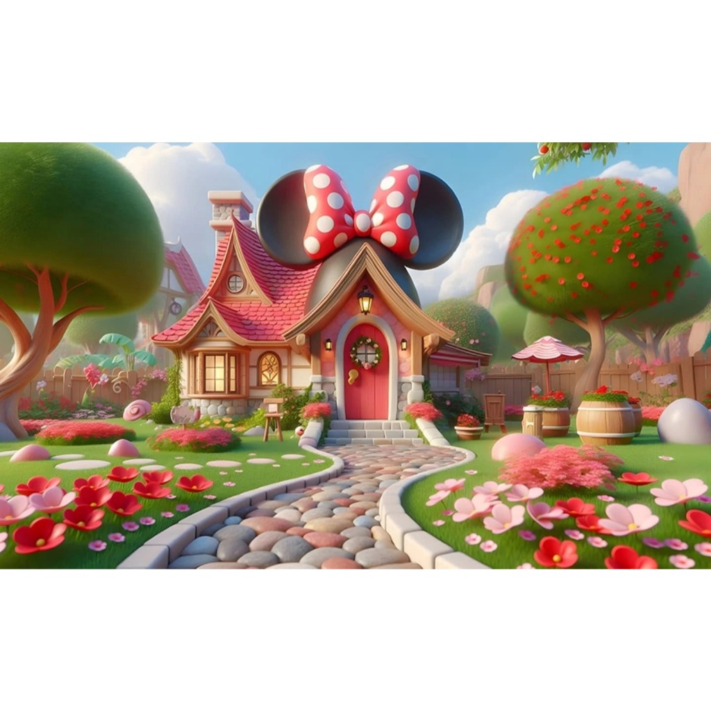 PAINEL DE FESTA RETANGULAR EM TECIDO SUBLIMADO  CASA DA MINNIE em Oferta na Shopee